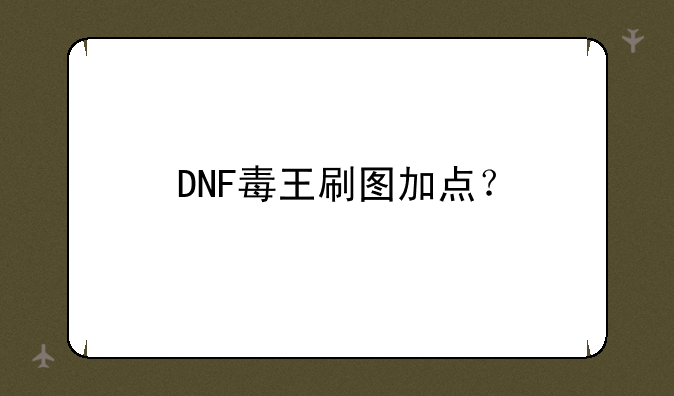 DNF毒王刷图加点？