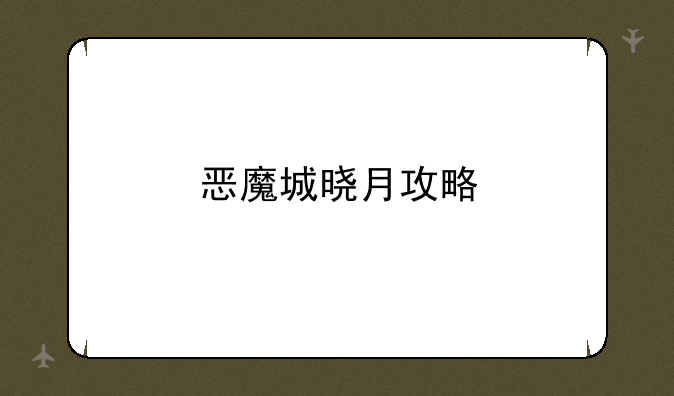 恶魔城晓月攻略