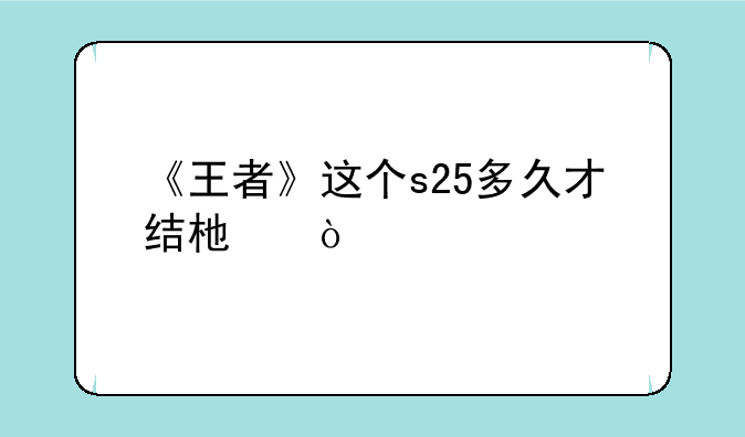 《王者》这个s25多久才结束？