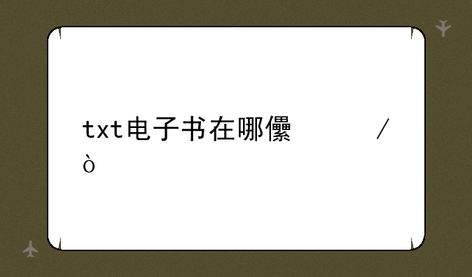 txt电子书在哪儿下？