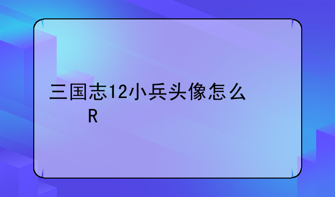 三国志12小兵头像怎么修改