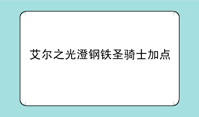 艾尔之光澄钢铁圣骑士加点