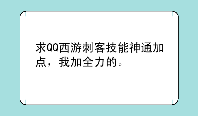 求QQ西游刺客技能神通加点，我加全力的。