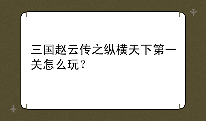 三国赵云传之纵横天下第一关怎么玩？