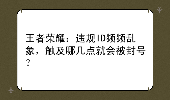 王者荣耀：违规ID频频乱象，触及哪几点就会被封号？