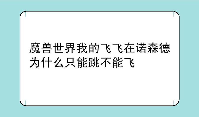 魔兽世界我的飞飞在诺森德为什么只能跳不能飞