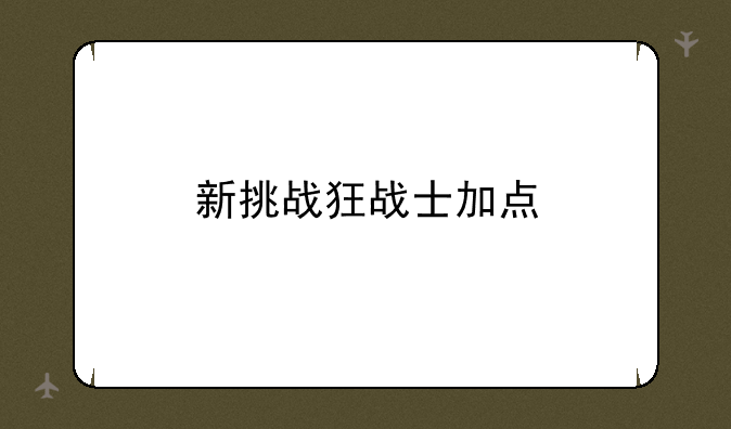 新挑战狂战士加点