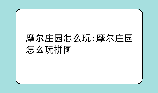 摩尔庄园怎么玩:摩尔庄园怎么玩拼图