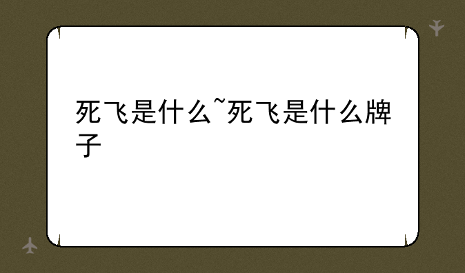 死飞是什么~死飞是什么牌子