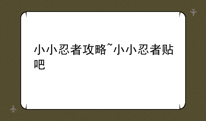 小小忍者攻略~小小忍者贴吧